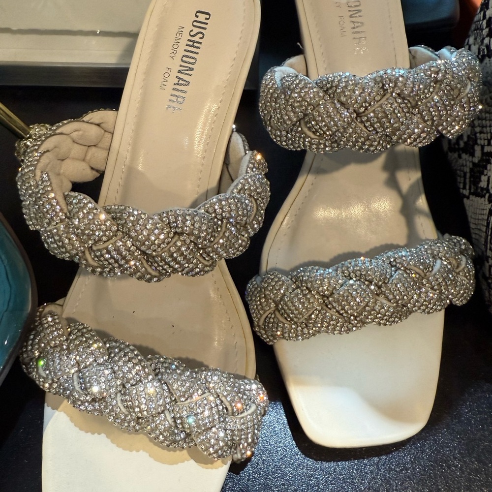 Elegant Silver Braided Sandal Slides